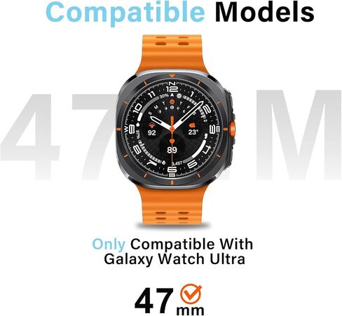 حافظة معدنية رقمية من Amizee لساعة Samsung Galaxy Watch Ultra/Ultra 2 مقاس 47 مم، غطاء خلفي متين وإطار ممتص للصدمات رفيع للغاية لساعة Galaxy Watch 7/8 Ultra، رقمي-أسود/برتقالي in Kuwait