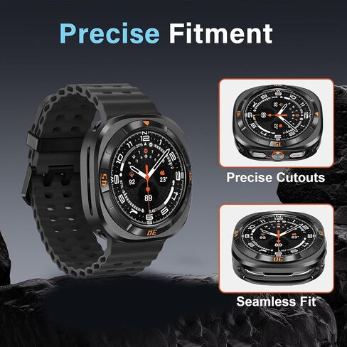 حافظة معدنية رقمية من Amizee لساعة Samsung Galaxy Watch Ultra/Ultra 2 مقاس 47 مم، غطاء خلفي متين وإطار ممتص للصدمات رفيع للغاية لساعة Galaxy Watch 7/8 Ultra، رقمي-أسود/برتقالي in Kuwait