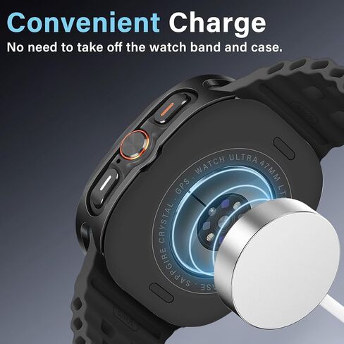 حافظة معدنية رقمية من Amizee لساعة Samsung Galaxy Watch Ultra/Ultra 2 مقاس 47 مم، غطاء خلفي متين وإطار ممتص للصدمات رفيع للغاية لساعة Galaxy Watch 7/8 Ultra، رقمي-أسود/برتقالي in Kuwait