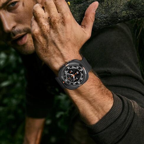 حافظة معدنية رقمية من Amizee لساعة Samsung Galaxy Watch Ultra/Ultra 2 مقاس 47 مم، غطاء خلفي متين وإطار ممتص للصدمات رفيع للغاية لساعة Galaxy Watch 7/8 Ultra، رقمي-أسود/برتقالي in Kuwait