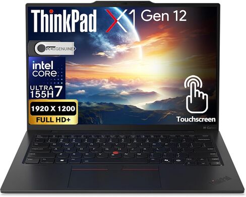 Lenovo ThinkPad X1 Carbon Gen 13 Business Laptop, Intel Ultra 7 255U, 14" FHD+ Touchscreen, 32GB DDR5 RAM, 2TB SSD PCIe, WiFi 6E + BT, RJ-45, Backlit Keyboard, 1080p Webcam, Windows 11 Pro - Black in Saudi Arabia