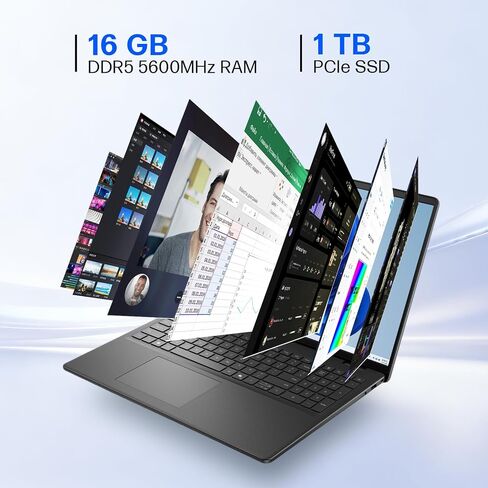 كمبيوتر محمول Dell Inspiron 16 بشاشة لمس، Intel Core 7 150U، شاشة 16 بوصة FHD+، شاشة 300 نيت، 32 جيجا DDR5، 5200 MT/s، 1 تيرابايت SSD، لوحة مفاتيح بإضاءة خلفية، Wi-Fi 6E، Windows 11 Pro in Saudi Arabia