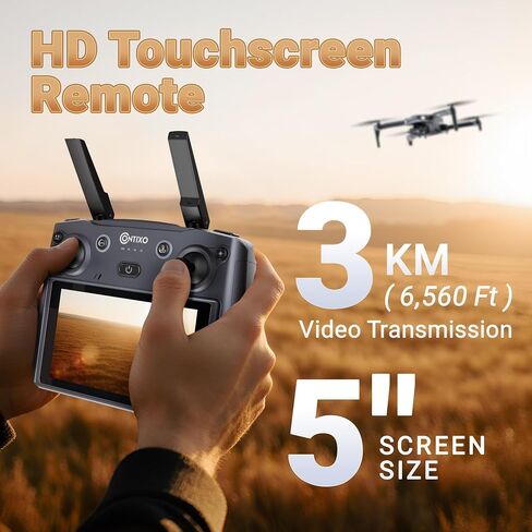 طائرة بدون طيار كونتيكسو قابلة للطي للبالغين مع كاميرا 4K، محور ثلاثي المحاور، جهاز تحكم عن بعد بشاشة لمس 5 بوصات، إرجاع GPS، اتبعني، أوربت، محرك بدون فرش، وقت طيران 46 دقيقة مع بطاريتين، رحلة تصل إلى 3 كيلومتر in Saudi Arabia