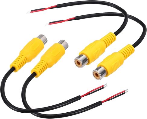 uxcell 6 Inch Yellow RCA Female Plug Jack Connector Adapter to Bare Wire Open End Audio Video RCA Cable for Amplifier Speaker Wire Pack of 2 in Saudi Arabia