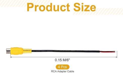 uxcell 6 Inch Yellow RCA Female Plug Jack Connector Adapter to Bare Wire Open End Audio Video RCA Cable for Amplifier Speaker Wire Pack of 2 in Saudi Arabia