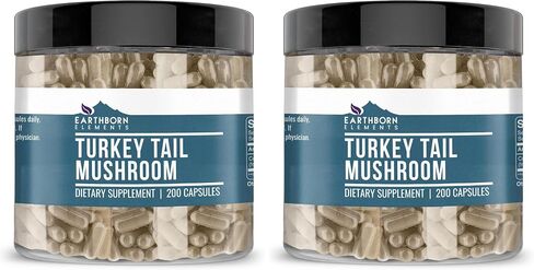 Earthborn Elements Turkey Tail Mushroom 200 Capsules, Pure & Undiluted, No Additives in Saudi Arabia