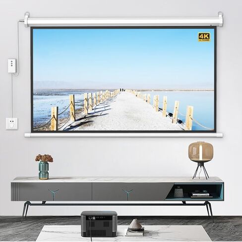 Motorized Projector Screen 50"/60"/72",16:9 4K HD Electric Projector Screen Wall Mounted Ceiling Movie Screen for Indoor Outdoor Cinema(60in/153cm) in Saudi Arabia
