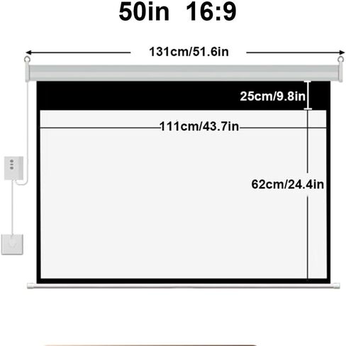 Motorized Projector Screen 50"/60"/72",16:9 4K HD Electric Projector Screen Wall Mounted Ceiling Movie Screen for Indoor Outdoor Cinema(60in/153cm) in Saudi Arabia