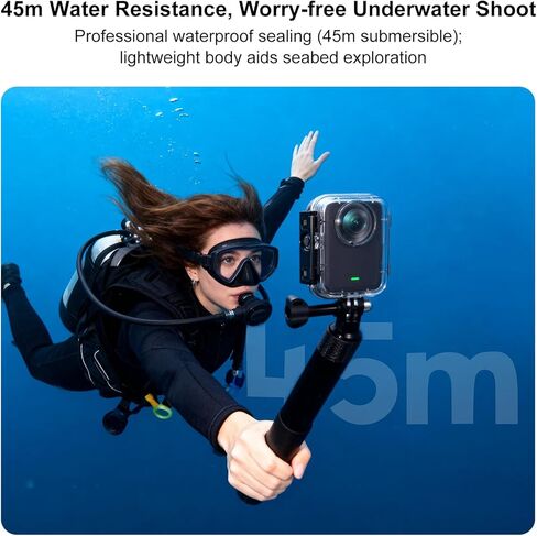 غلاف غوص شفاف للكمبيوتر الشخصي لكاميرا DJI Osmo 360 مقاس 45 مترًا مقاوم للماء ومقاوم للصدمات ومقاوم للسقوط مع غطاء عدسة زجاجية بصرية للتصوير البانورامي تحت الماء دون عائق in Kuwait
