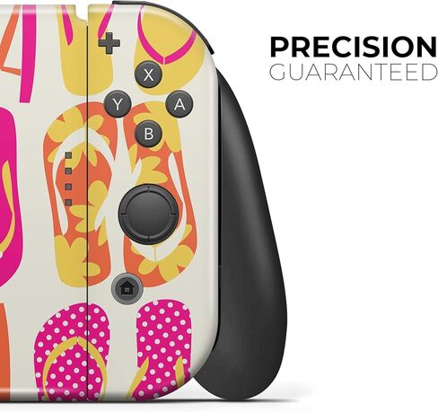 Design Skinz - متوافق مع وحدة تحكم Nintendo Switch OLED + Joy-Con - غطاء حماية من الفينيل قابل للإزالة ومقاوم للخدش - ناقل قلاب باللون الوردي والأصفر النابض بالحياة in Saudi Arabia