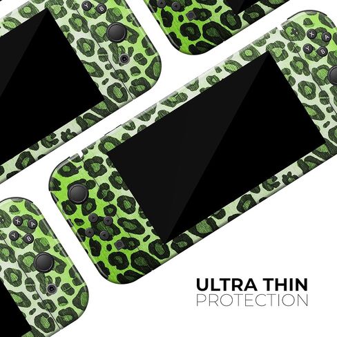 Design Skinz - متوافق مع حزمة وحدة تحكم Nintendo Switch OLED - غطاء حماية من الفينيل مقاوم للخدش وقابل للإزالة - طباعة جلد الفهد باللون الأخضر النابض بالحياة in Saudi Arabia