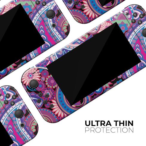 Design Skinz - متوافق مع Nintendo Switch OLED Dock فقط - غطاء حماية من الفينيل مقاوم للخدش وقابل للإزالة - أرجواني نابض بالحياة بيزلي V5 in Saudi Arabia