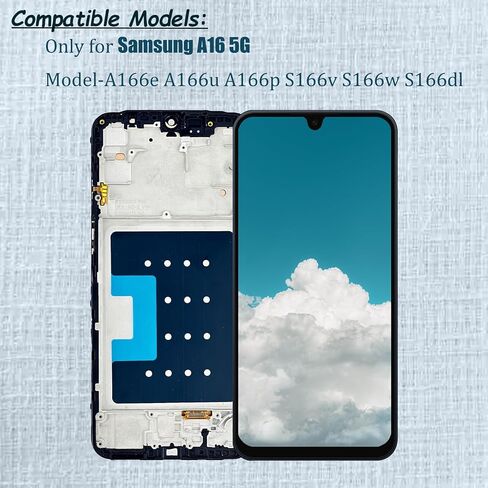 بديل شاشة Samsung Galaxy A16 5G مع طقم الإطار A166e A166u A166p S166v S166w S166dl مجموعة محول رقمي بشاشة LCD تعمل باللمس مع أدوات إصلاح (ليس لهاتف Galaxy A16 4G) in Kuwait