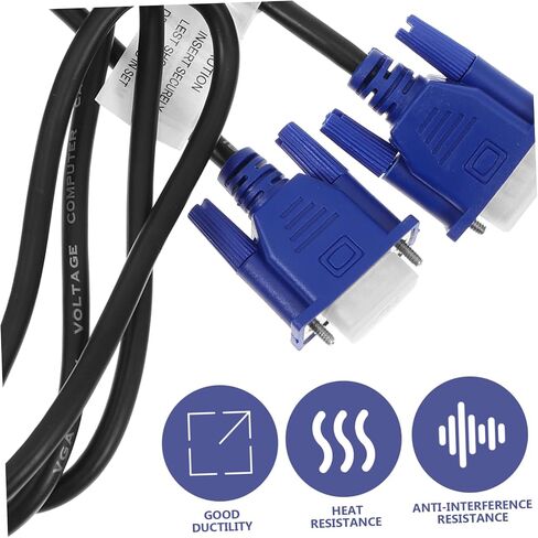 TEHAUX 2pcs Vga Data Cable Wire with Pe Jacket Durable High Conductivity for Monitor Projector Display Devices in Saudi Arabia