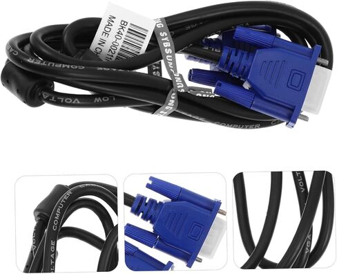 TEHAUX 2pcs Vga Data Cable Wire with Pe Jacket Durable High Conductivity for Monitor Projector Display Devices in Saudi Arabia