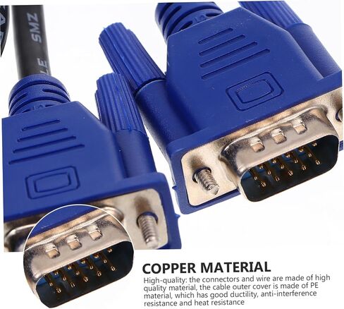 TEHAUX 2pcs Vga Data Cable Wire with Pe Jacket Durable High Conductivity for Monitor Projector Display Devices in Saudi Arabia