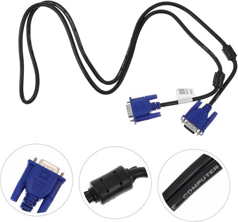 TEHAUX 2pcs Vga Data Cable Wire with Pe Jacket Durable High Conductivity for Monitor Projector Display Devices in Saudi Arabia