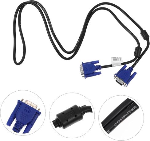 Vaguelly 2pcs Durable Vga Data Cable for Laptop Monitor Projector Heat Resistant Pe Cover Interference Video Transmission Cord for Computer Display in Saudi Arabia