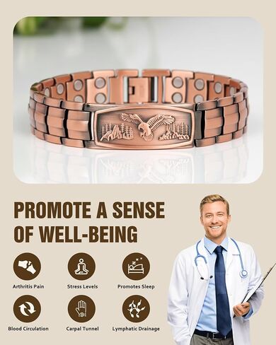 Pure Copper Bracelet for Men, Upgraded Magnetic Bracelets for Men with 3500 Gauss Magnets, Mens Pure Copper Bracelet in Kuwait