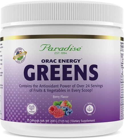 كبسولات Paradise Herbs ORAC Energy Greens، كيتو، باليو وصديقة للنباتيين، خالية من الغلوتين، غير معدلة وراثيًا، 120 كبسولة نباتية in Kuwait