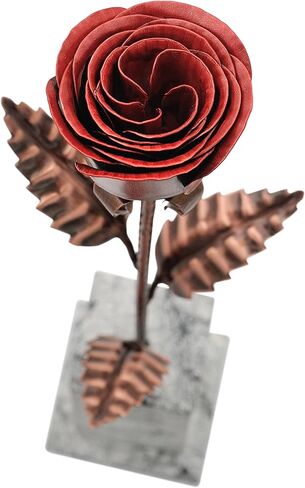 Copper Rose with Stand – Pure Copper Flower for 7 Year or 22 Year Wedding Celebration, Romantic Gift for Wife, Husband or Couple, Unique Decor – Hand Forged Metal Rose in Saudi Arabia
