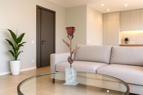 Copper Rose with Stand – Pure Copper Flower for 7 Year or 22 Year Wedding Celebration, Romantic Gift for Wife, Husband or Couple, Unique Decor – Hand Forged Metal Rose in Saudi Arabia
