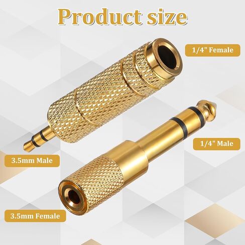 4 Pack 3.5mm (1/8 inch) Male to 6.35mm (1/4 inch) Female and 6.35mm (1/4) to 3.5mm (1/8) Audio Adapter, Headphone Jack Adapter Audio Stereo TRS Converter Adapters for Headphone,Microphone in Saudi Arabia