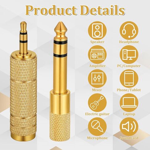 4 Pack 3.5mm (1/8 inch) Male to 6.35mm (1/4 inch) Female and 6.35mm (1/4) to 3.5mm (1/8) Audio Adapter, Headphone Jack Adapter Audio Stereo TRS Converter Adapters for Headphone,Microphone in Saudi Arabia