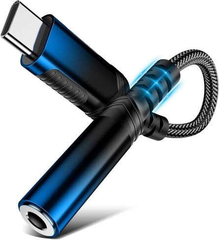 محول صوت 3.5 ملم لجهاز Samsung Galaxy S25 S24 A17 A16، محول USB C إلى 3.5 ملم لجهاز iPad 10 11، 12 سم 3.5 مقبس صوت مضفر من النوع C محول DAC لجهاز iPhone 17 Air 16 Pro Max 16e 15 Plus in Kuwait