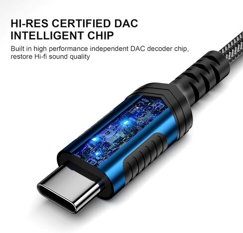 محول صوت 3.5 ملم لجهاز Samsung Galaxy S25 S24 A17 A16، محول USB C إلى 3.5 ملم لجهاز iPad 10 11، 12 سم 3.5 مقبس صوت مضفر من النوع C محول DAC لجهاز iPhone 17 Air 16 Pro Max 16e 15 Plus in Kuwait