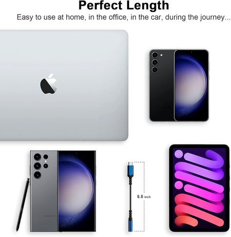 محول صوت 3.5 ملم لجهاز Samsung Galaxy S25 S24 A17 A16، محول USB C إلى 3.5 ملم لجهاز iPad 10 11، 12 سم 3.5 مقبس صوت مضفر من النوع C محول DAC لجهاز iPhone 17 Air 16 Pro Max 16e 15 Plus in Kuwait