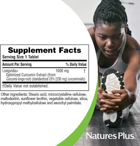 NaturesPlus PRO Longvida Curcumin 1000 mg - 30 قرصًا - يعزز الحماية الصحية من الجذور الحرة - غير معدل وراثيًا، نباتي وخالي من الغلوتين - 30 وجبة in Saudi Arabia