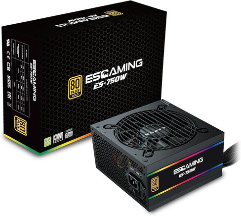 مزود طاقة بقدرة 750 وات، وحدة PSU غير معيارية حاصلة على شهادة 80 Plus Gold مع PFC نشط، ومروحة تبريد هادئة مقاس 120 مم لأجهزة الكمبيوتر المخصصة للألعاب in Kuwait