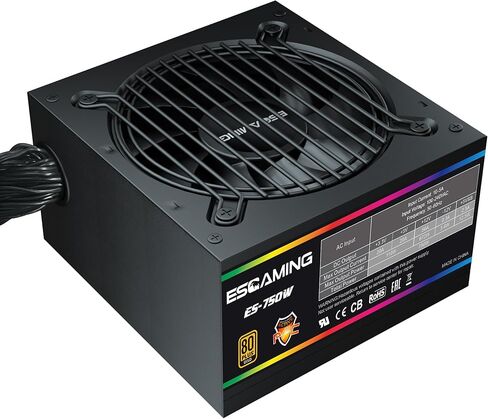 مزود طاقة بقدرة 750 وات، وحدة PSU غير معيارية حاصلة على شهادة 80 Plus Gold مع PFC نشط، ومروحة تبريد هادئة مقاس 120 مم لأجهزة الكمبيوتر المخصصة للألعاب in Kuwait