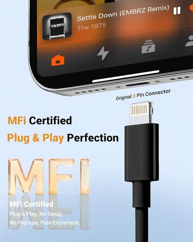 Lightning to 3.5mm Headphone Jack Adapter [Apple MFi Certified] Hi-Fi Stereo Sound, Full Function Control, Compatible with iPhone 14/13/12/11/X/8 & More – for Music, Calls & Car AUX Black 1Pack in Kuwait