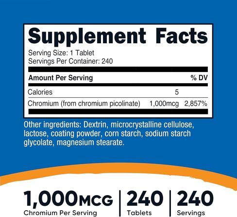 Nutricost Chromium 1000mcg, 240 Tablets - Gluten Free, Non-GMO in Saudi Arabia