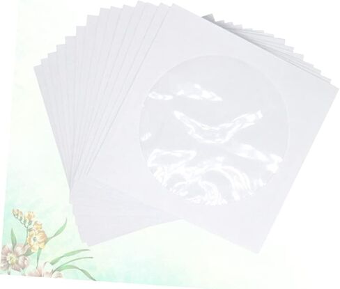 100 Pcs CD DVD Storage Bags Portable Paper Cases for Home and Travel White Self-Sealing CD Wallet Window for Easy Access and Organization in Saudi Arabia