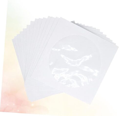 100 Pcs CD DVD Storage Bags Portable Paper Cases for Home and Travel White Self-Sealing CD Wallet Window for Easy Access and Organization in Saudi Arabia