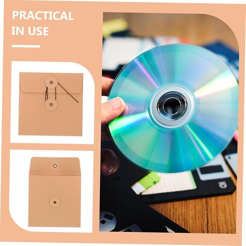Veemoon 10Pcs Kraft Paper Cd Dvd Storage Envelopes Paper Sleeves for Cd Dvd Protection Easy Open Close Design for Organizing Discs at Home Office in Saudi Arabia