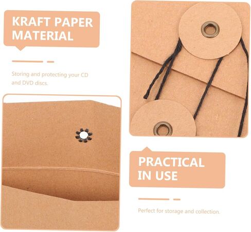 Veemoon 10Pcs Kraft Paper Cd Dvd Storage Envelopes Paper Sleeves for Cd Dvd Protection Easy Open Close Design for Organizing Discs at Home Office in Saudi Arabia
