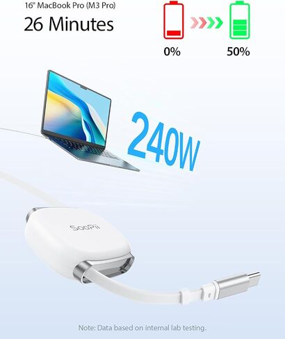 SOOPII USB C to USB C Cable, 240W Retractable USB C Fast Charging Cable with Mag Snap Storage, 5-Stage Length Preset Type C Cable for lPhone 16/15 Pro Max, Galaxy S25/24 Black (2Pack 3.3FT) in Kuwait