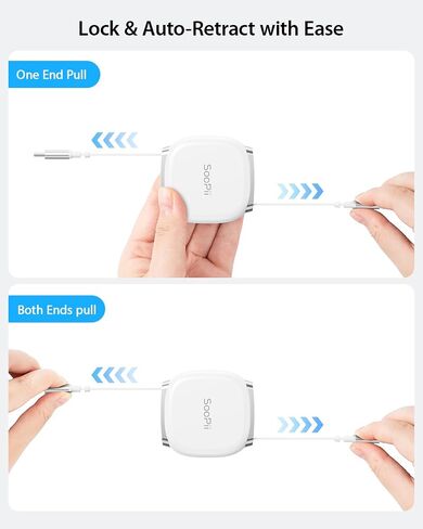 SOOPII USB C to USB C Cable, 240W Retractable USB C Fast Charging Cable with Mag Snap Storage, 5-Stage Length Preset Type C Cable for lPhone 16/15 Pro Max, Galaxy S25/24 Black (2Pack 3.3FT) in Kuwait