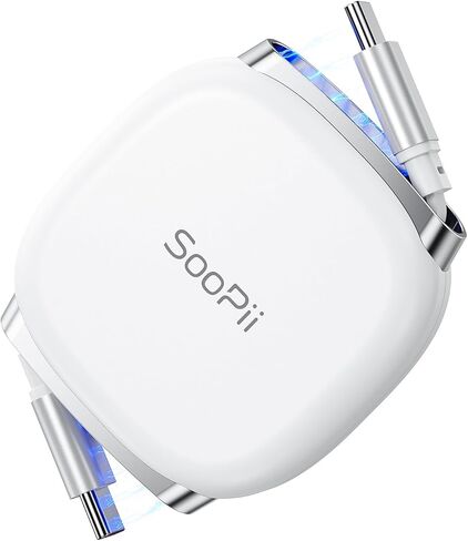 SOOPII USB C to USB C Cable, 240W Retractable USB C Fast Charging Cable with Mag Snap Storage, 5-Stage Length Preset Type C Cable for lPhone 16/15 Pro Max, Galaxy S25/24 Black (2Pack 3.3FT) in Kuwait