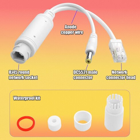 POE Splitter 48V to 12V Power Over Ethernet Waterproof Splitter Adapter,12W(Max), 5.5x2.1mm DC Connector,IEEE 802.3Af/at,Suitable for Security IP Cameras（1Pack） in Saudi Arabia