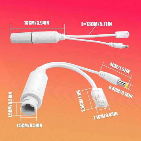 POE Splitter 48V to 12V Power Over Ethernet Waterproof Splitter Adapter,12W(Max), 5.5x2.1mm DC Connector,IEEE 802.3Af/at,Suitable for Security IP Cameras（1Pack） in Saudi Arabia