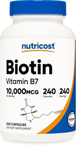 Nutricost Biotin (Vitamin B7) 10,000mcg (10mg), 240 Capsules, Quick Release | Vegetarian, Gluten Free, GMO-Free in Saudi Arabia