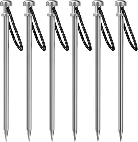6-Pack, 7.8-Inch Stainless Steel Hollow Heavy-Duty Stakes.​Durable and Portable Tent Stakes, Suitable for Most Camping terrains Such as Sand and Grass, specifically Designed for Outdoor Camping. in Saudi Arabia