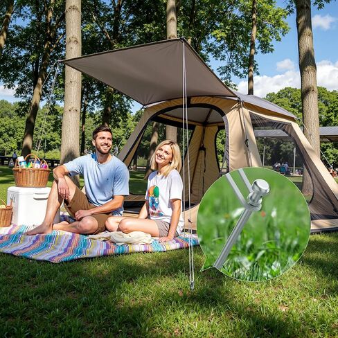 6-Pack, 7.8-Inch Stainless Steel Hollow Heavy-Duty Stakes.​Durable and Portable Tent Stakes, Suitable for Most Camping terrains Such as Sand and Grass, specifically Designed for Outdoor Camping. in Saudi Arabia
