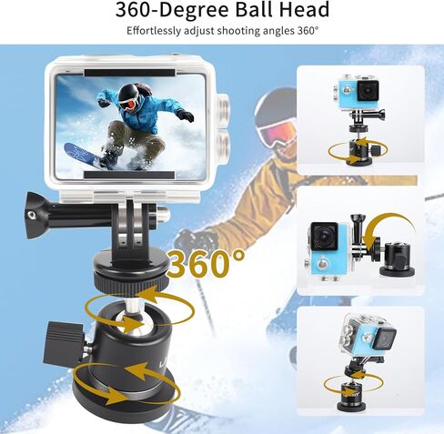 طقم حامل قاعدة تثبيت مغناطيسي UTEBIT 88 مم، قاعدة مغناطيسية مع رأس كرة ثلاثي القوائم صغير دوار 360 درجة، برغي 1/4، حامل هاتف، حامل محول GoPro، متوافق مع كاميرا الحركة والهاتف in Kuwait