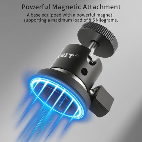 طقم حامل قاعدة تثبيت مغناطيسي UTEBIT 88 مم، قاعدة مغناطيسية مع رأس كرة ثلاثي القوائم صغير دوار 360 درجة، برغي 1/4، حامل هاتف، حامل محول GoPro، متوافق مع كاميرا الحركة والهاتف in Kuwait